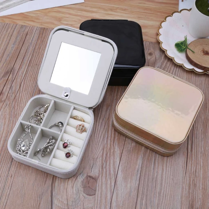 

Mirror Travel Jewelry Organizer Small Jewelry Box Mini Portable Jewelry Case