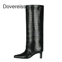 dovereiss fashion female boots winter new chunky heels sexy elegant square to new knee high boots big size 44 45 46 47