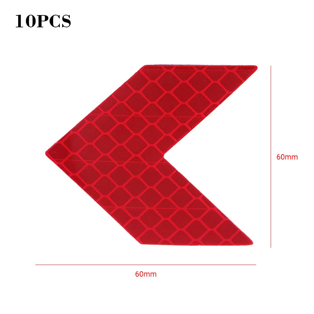 

10pcs/set Car Warning Safety Sticker Sticker Reflective Arrow Sign Tape For Car Bumper Trunk Reflector Hazard Tape Car Styling