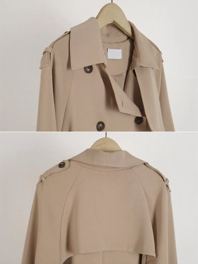 

2020 Autumn Winter New Fashion Women's Casual Trench Coat Oversize Double Breasted Adjustable Waist Outwear Loose Sashes TR24
