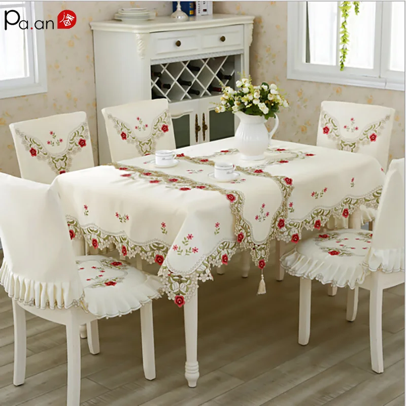 Роскошная Европейская скатерть с кружевными краями квадратная из полиэстера для