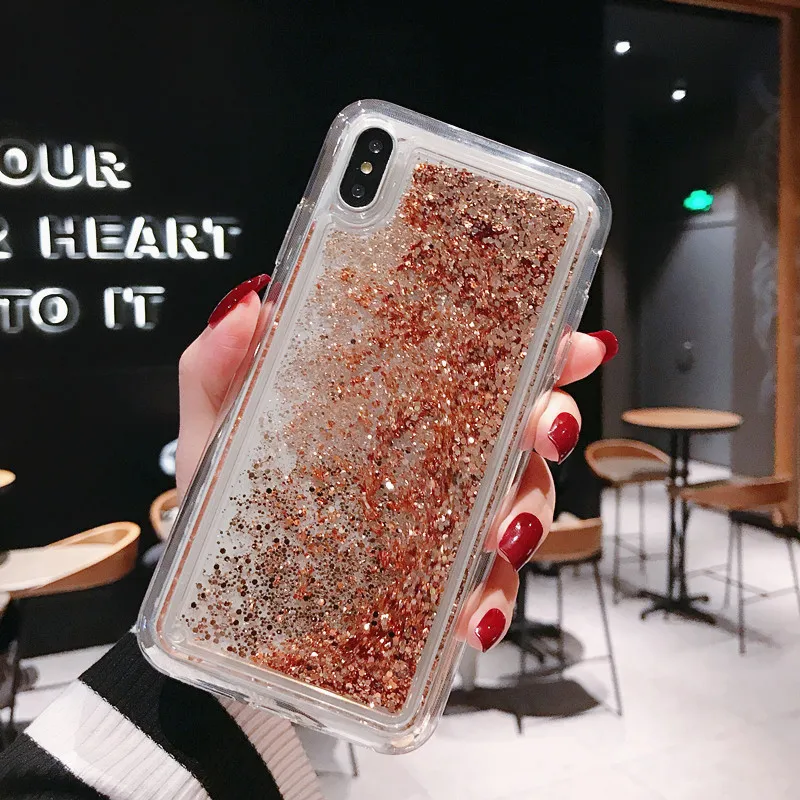 Прозрачный чехол из ТПУ с жидким блеском для iPhone 11 Pro Max X XS XR 6 7 8 Plus SE 2020
