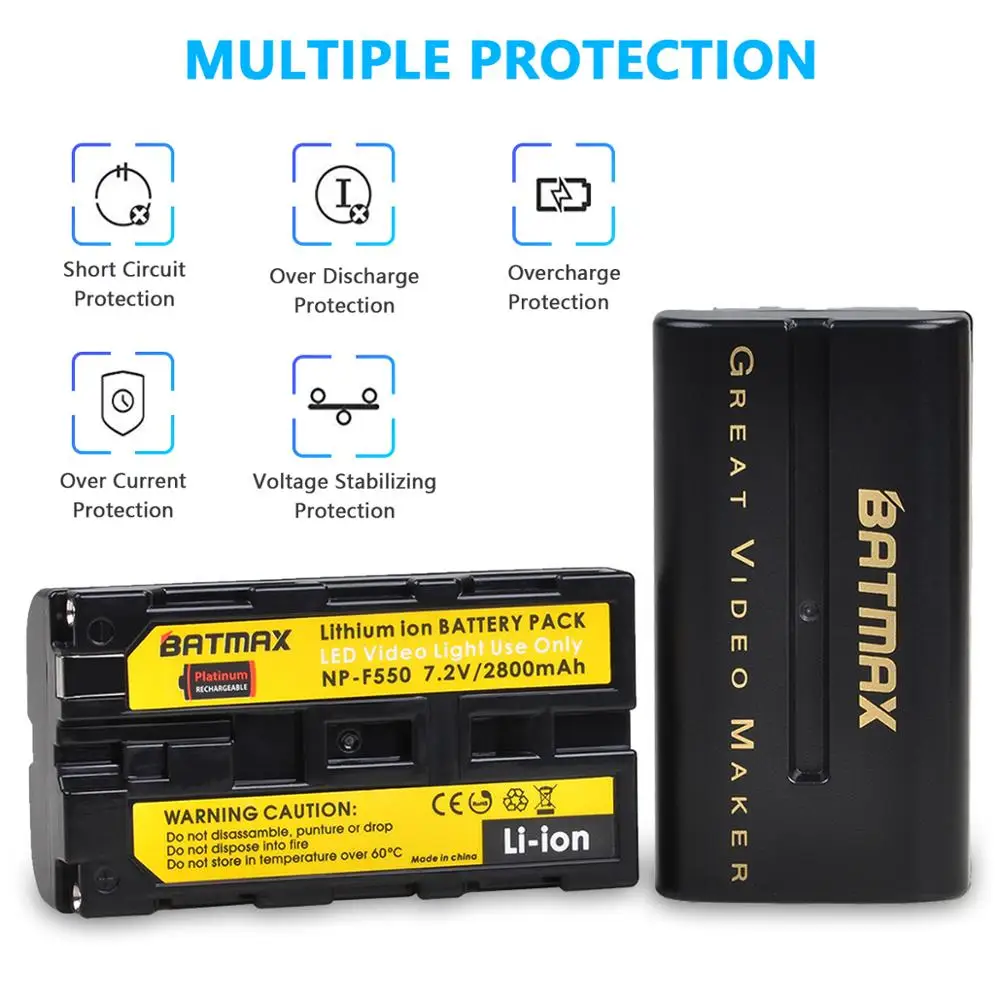 2X NP-F550 NP F550 литий-ионный аккумулятор для Yongnuo Viltrox Video светильник NP-F330 NP-F530 NP-F570 NP-F730