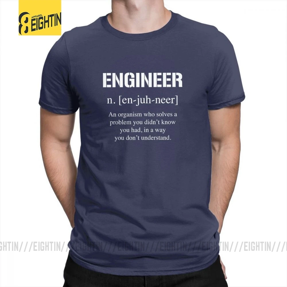Футболки с надписью «Engineer Charm», мужские футболки с круглым вырезом и коротким рукавом, Забавные футболки из хлопка размера плюс для отдыха - Цвет: Тёмно-синий