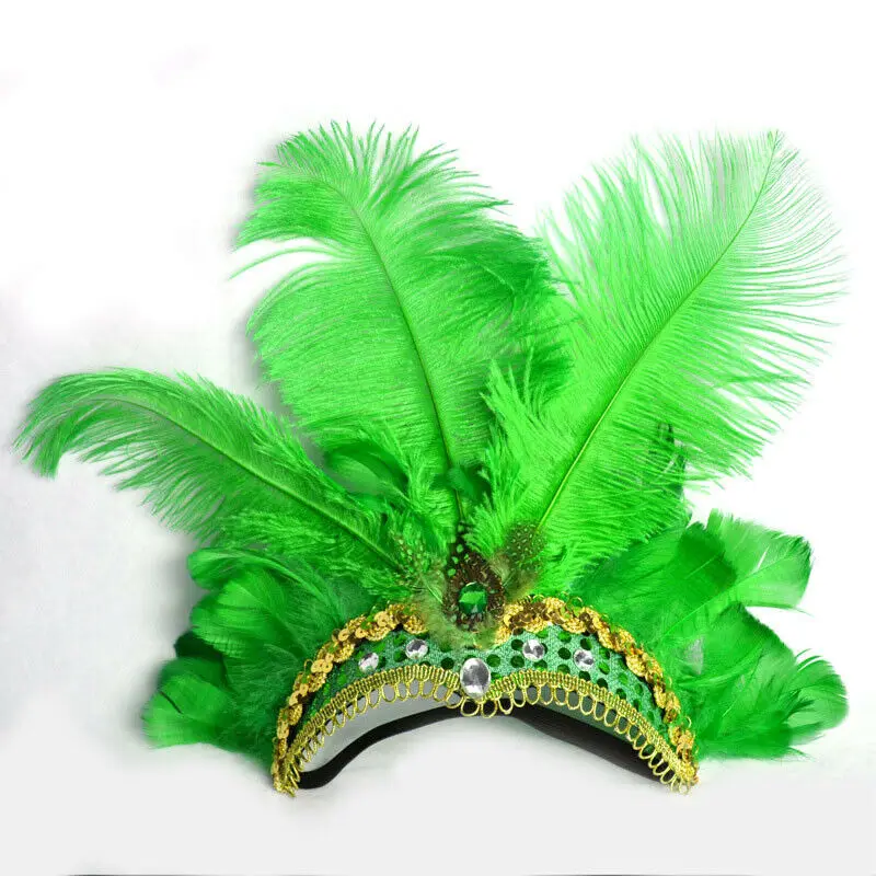 

Indian Style Crystal Crown Feather Headband Party Festival Celebration Headdress Carnival Headpiece Headgear Gifts
