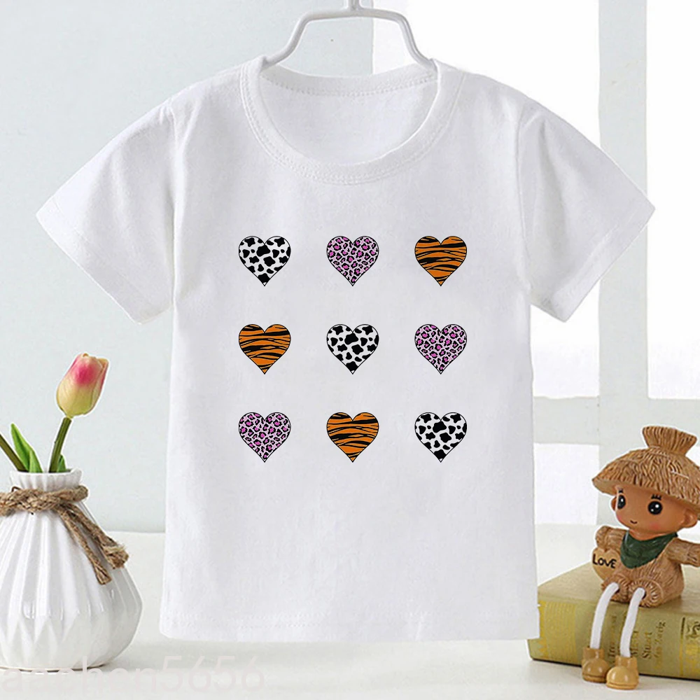 

2022 New Love Print Toddler Boy Top Children Short Sleeve Shirt Home Casual Wear Versatile Kids Summer T-Shirt for Girls