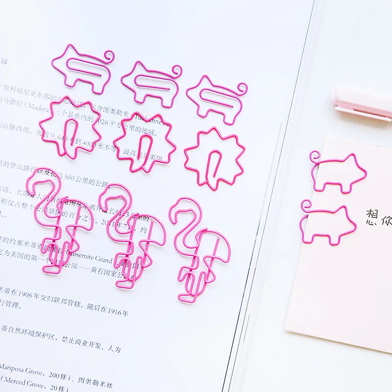 10 шт./лот милые мини декоративные металлические розовые свиньи бумага с Фламинго