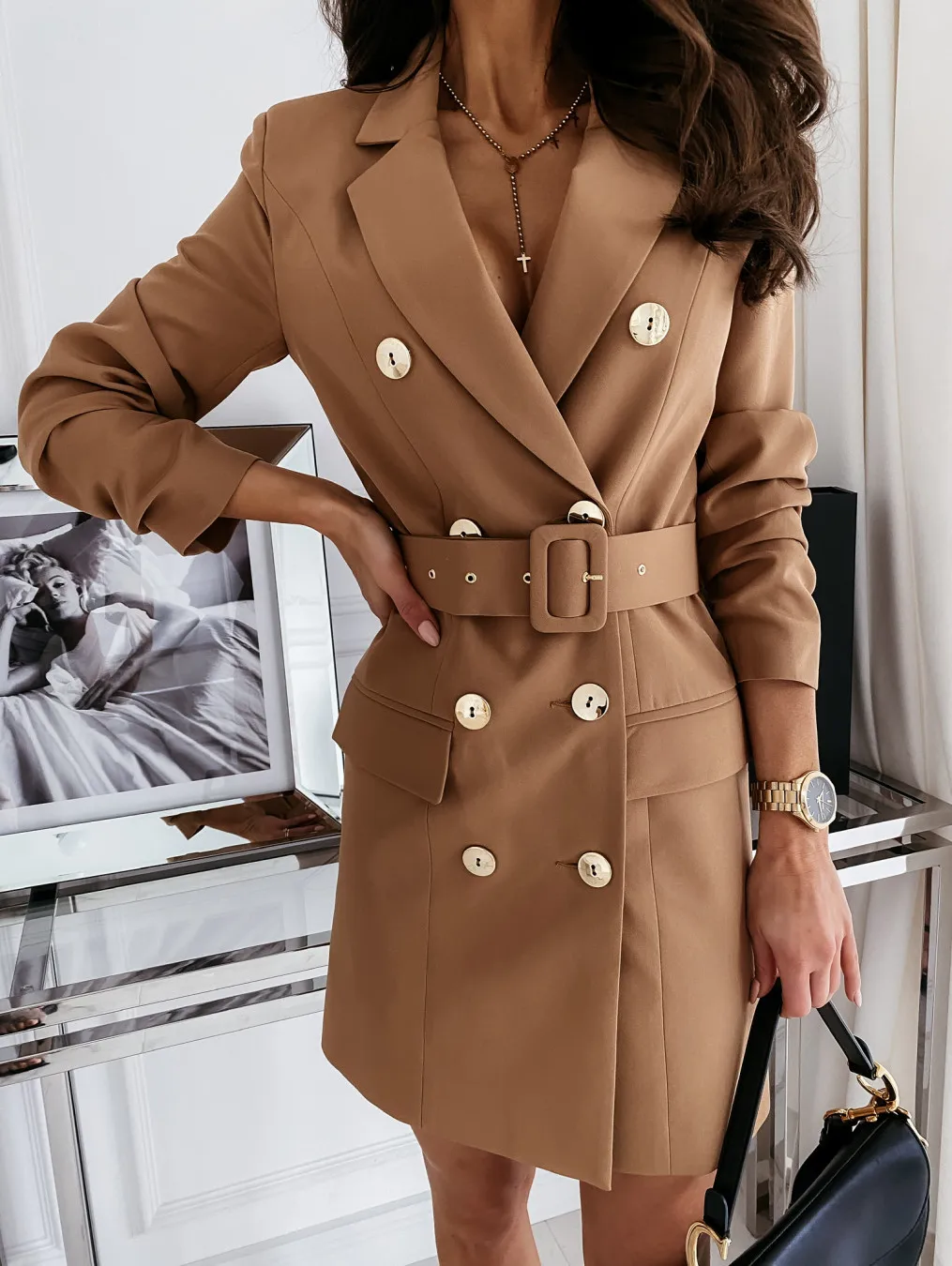 

Jacket Suit Blazer Office Lady Colorful Blazer Jacket for Women Blazers 3XL Autumn and Winter Long Sleeve Belt Color Coat Woman