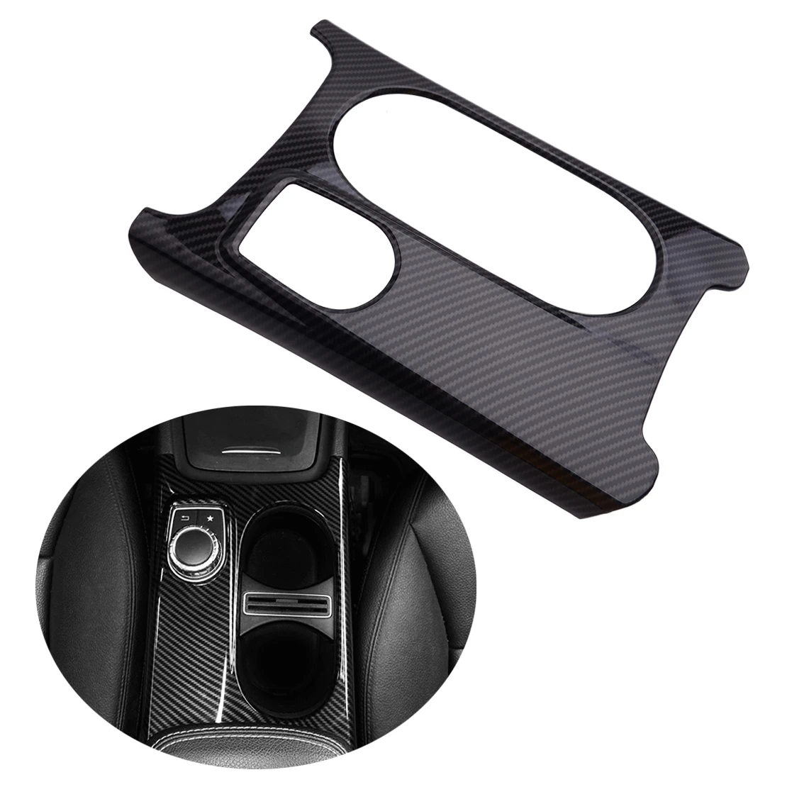 LHD карбоновый стиль держатель стакана воды панель крышка подходит для Mercedes Benz CLA