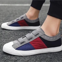 basic high quality mens canvas shoes patchwork rubber lace up mens casual shoes lightweight round toe male sneakers hot sale