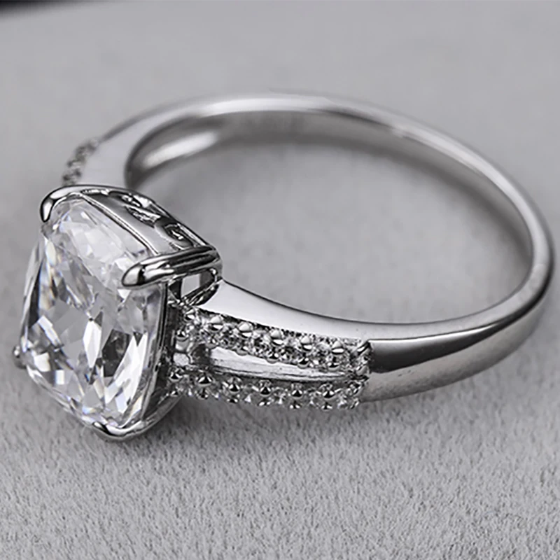 Radiant Cut 8*10mm Lab-created Diamond Ring wedding proposal brand shining fine jewelry 925 sterling silver band | Украшения и