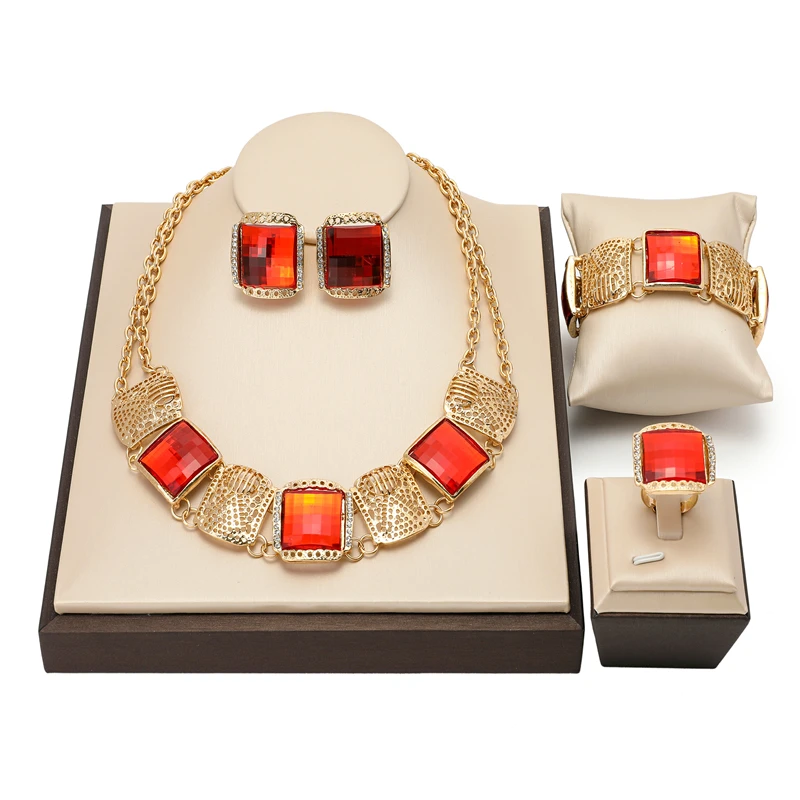 

2021 nigerian bead bridal Jewelry Sets Dubai Gold new design jewelry set Wholesale Fashion African Women custome jewelry set