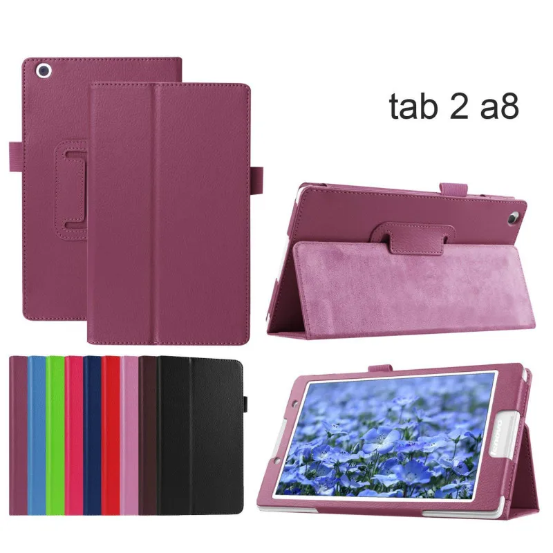Чехол подставка из искусственной кожи для Lenovo Tab2 A8|Чехлы планшетов и электронных