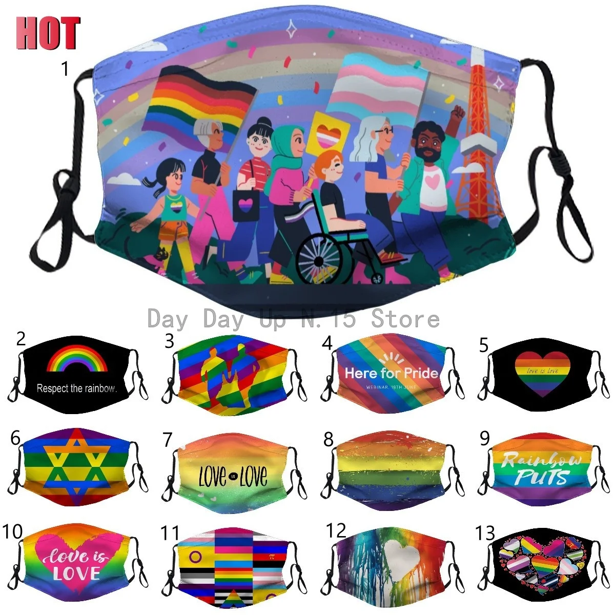 

Rainbow Adult Dust Mask Balaclava Unisex Reusable Windproof Anti-Dust Mouth Bandanas Outdoor with 2 Filters for Women Men