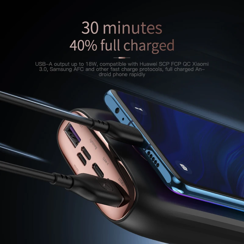Внешний аккумулятор KUULAA на 30 000 мА · ч с портами USB Type C и поддержкой быстрой