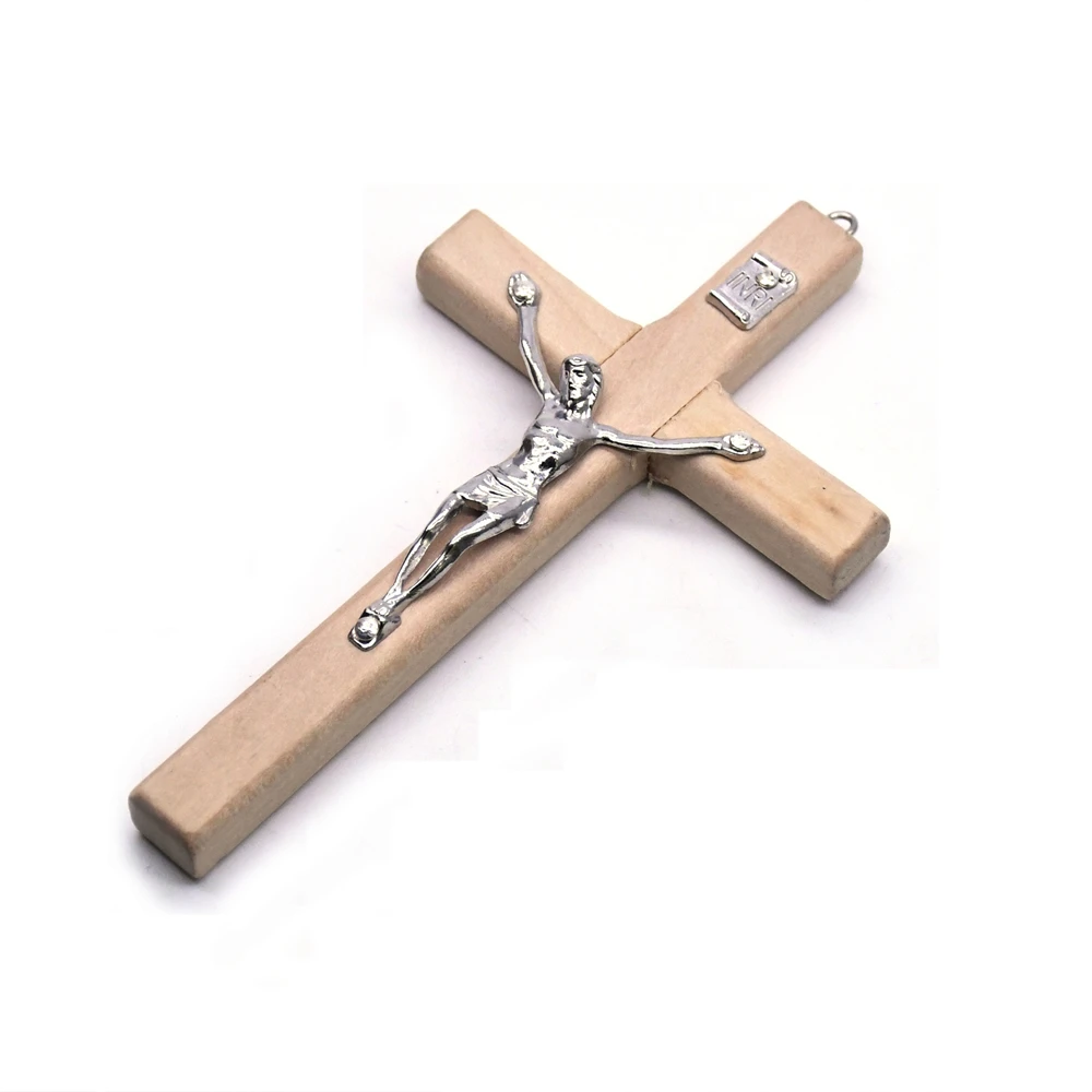 

Vintage Jesus Like Wooden Cross Prayer Pendant Christian Memorial Ornaments Gift