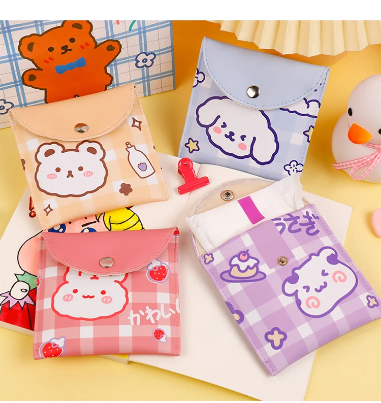 

ins wind cartoon sanitary napkin bag portable large-capacity aunt towel storage bag cute animal storage bag cosmetic bag lipstic