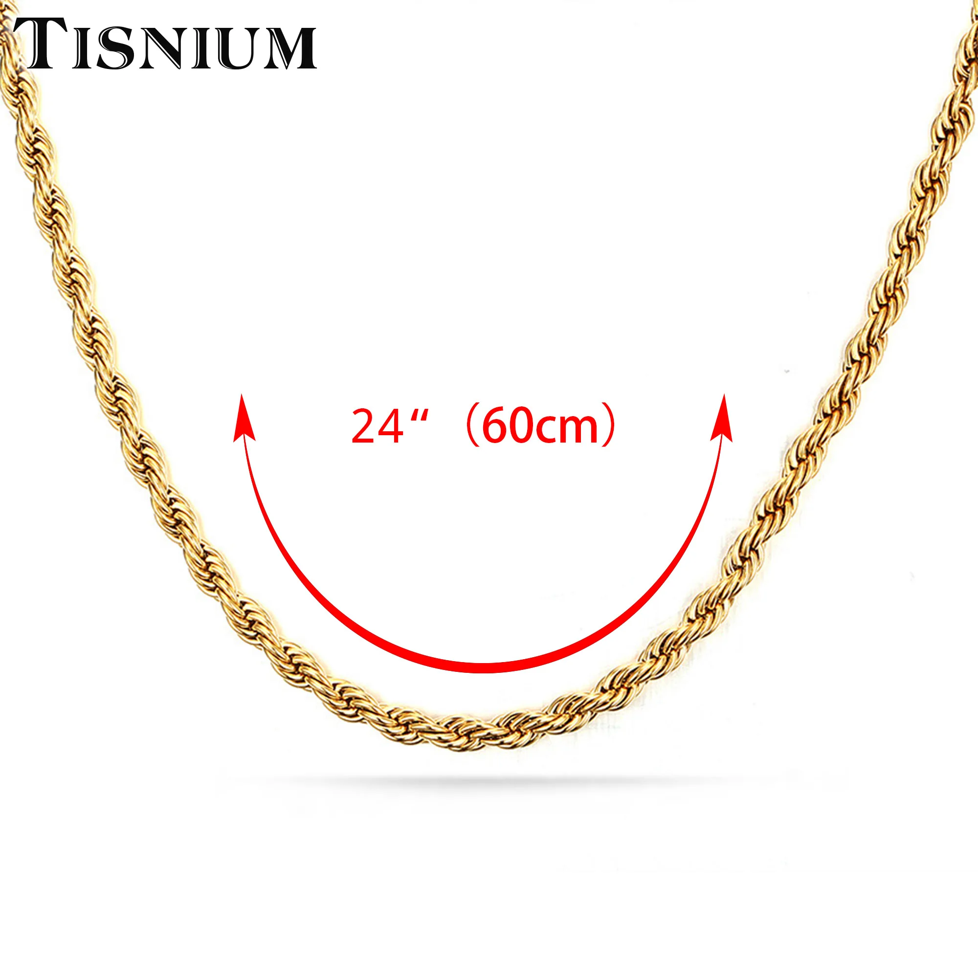 Ожерелье tisium 3 мм для подарка друзьям на Хэллоуин, чокер с витой веревкой для мужчин и женщин, ювелирное изделие из нержавеющей стали золотого цвета, Link2020