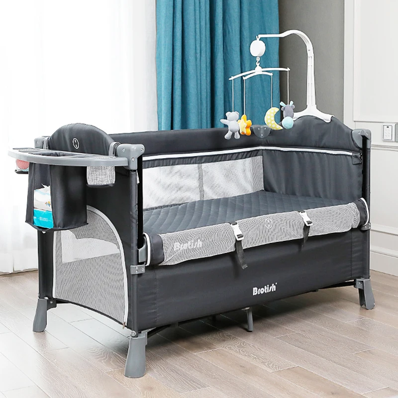 0-6 Years Old Suitable for European Folding Crib Stitching Big Bed Multifunctional Portable Baby Bedside Bed Cradle Bed