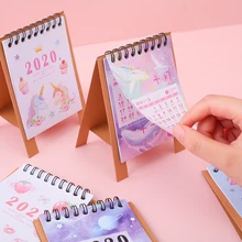 Cute Cartoon Starry sky Flamingo Mini Desktop Paper Calendar dual Daily Scheduler Table Planner Yearly Agenda Organizer