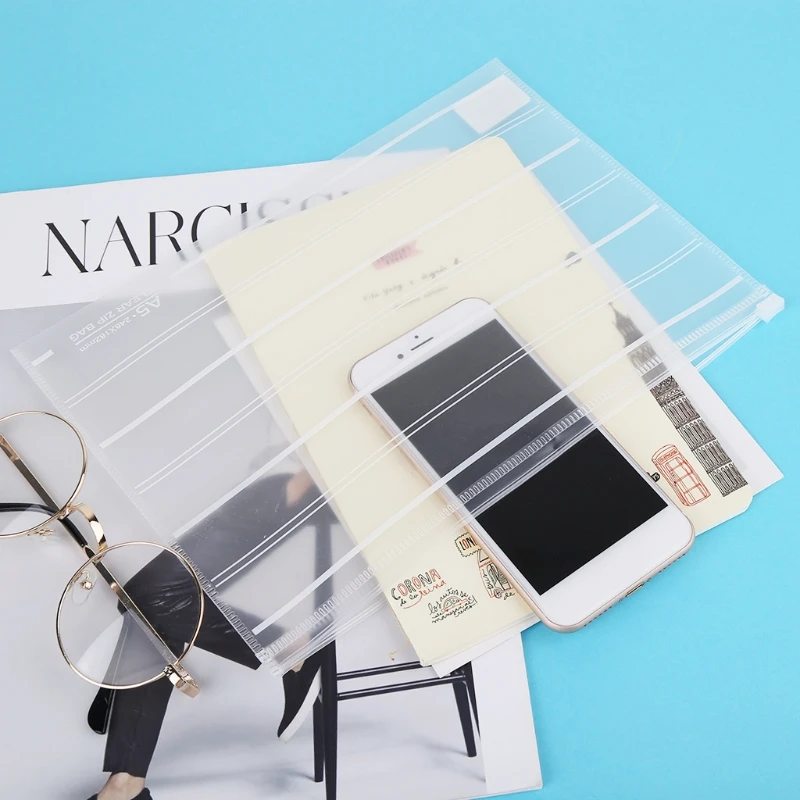

PVC A4 A5 Clear Transparent Plastic Waterproof Stationery Case Zipper Bag Pouch
