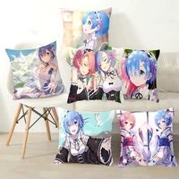 4545cm no pillow core anime relife in a different world from zero rem printed pillowcase soft cute home decorative pillow case