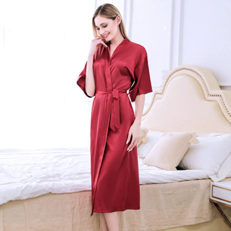 

Satin Silk Summer Robe Plus Size Bridesmaid Pajama Sets 2 Piece Pajama Set Women Roupa De Dormir Sexy Feminina Robe Kimono