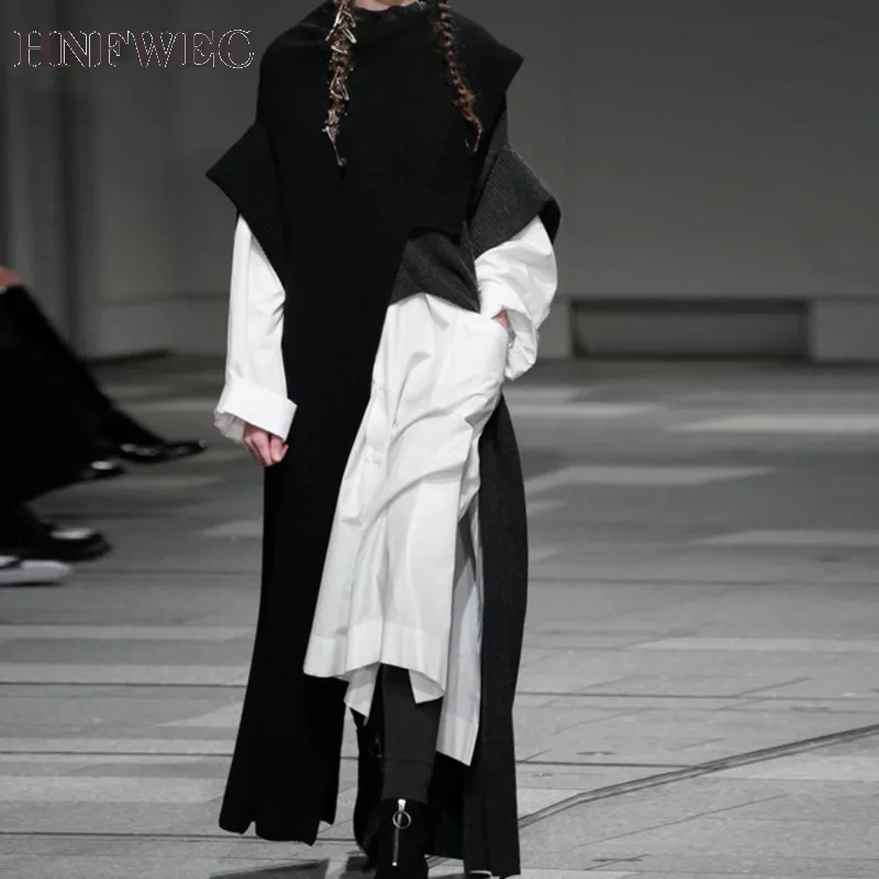 

2020 Autumn Winter New Fashion Trend Clothing Long-sleeved Solid Color High Collar Loose Irregular Sweater Z694