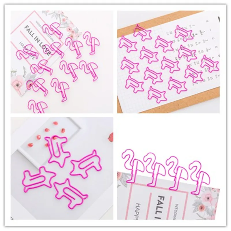

10pcs/lot Cartoon Animal Pink Pig And Beautiful Pink Bird Paper Clip Mini Bookmark Planner Metal Clip For Book Stationery