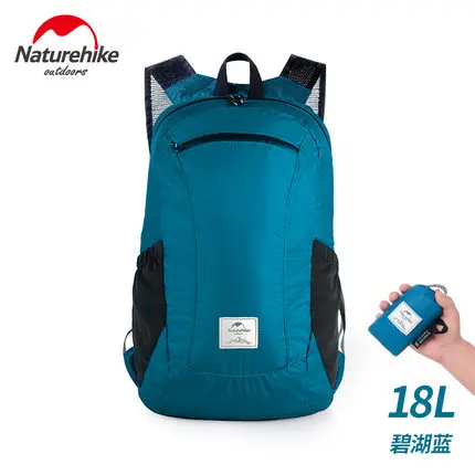 NatureHike открытый путешествия альпинизм рюкзак водонепроницаемый спортивная сумка складной Сверхлегкий походный рюкзак 18L - Цвет: Blue