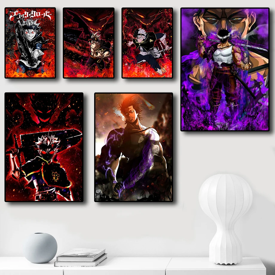 Картина из японского аниме с изображением черного клевера качественный холст