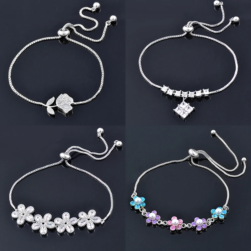 

Женские Квадратные браслеты SINLEERY, золотистые и Серебристые браслеты с цветами, бабочками, жемчужинами, свадебные аксессуары, ювелирные изд...