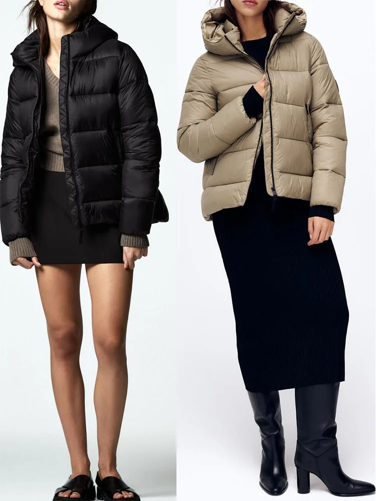 

Новинка Осень-зима 2022, женская простая и универсальная Свободная Повседневная теплая хлопковая куртка на молнии с капюшоном и длинными рук...