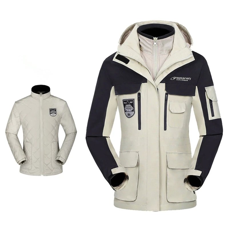3-in-1 Set Winter Hiking jacket Ski Suit Men And Women Thermal Waterproof Windproof Fishing Sports Jackets Outdoor Sports Suit