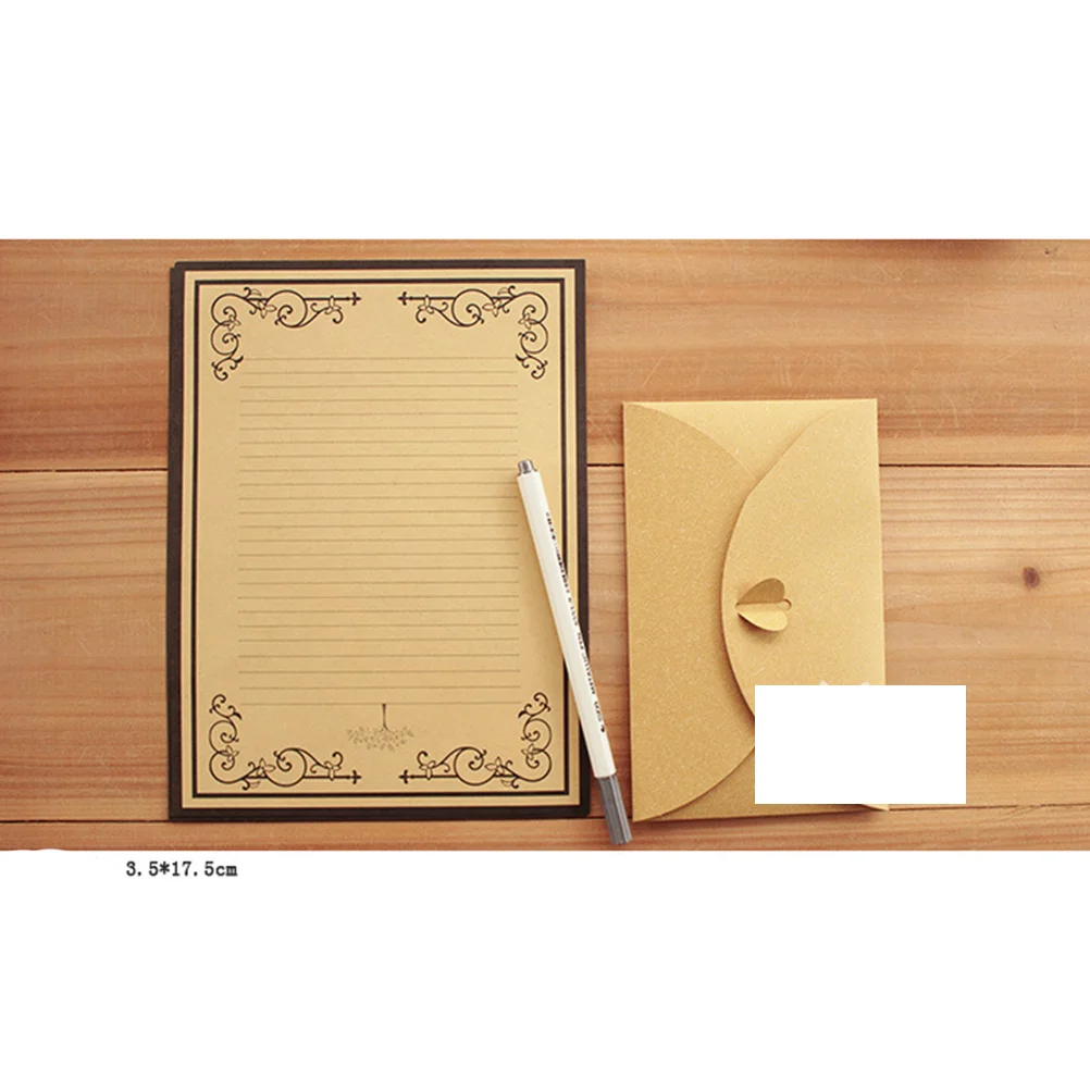 

8Pcs Kraft Paper Retro Writing Paper Vintage Letter Paper Stationery Set (2 Patterns)
