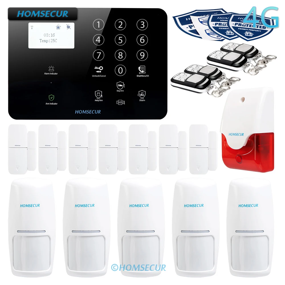 Homsecur беспроводной и проводной 4G/3G/GSM LCD домашняя система охранной сигнализации +