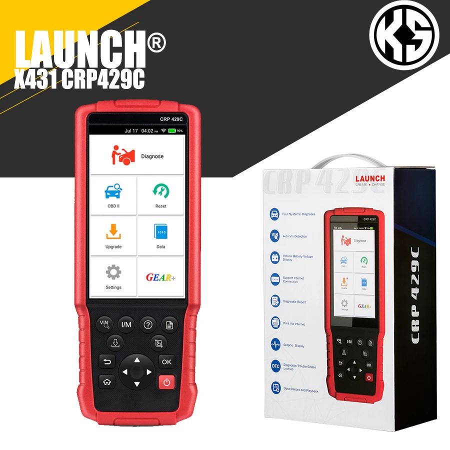 

Считыватель кодов LAUNCH X431 CRP429C OBD2, сканер для двигателя/ABS/SRS/AT + 11, многоязычный инструмент для сброса