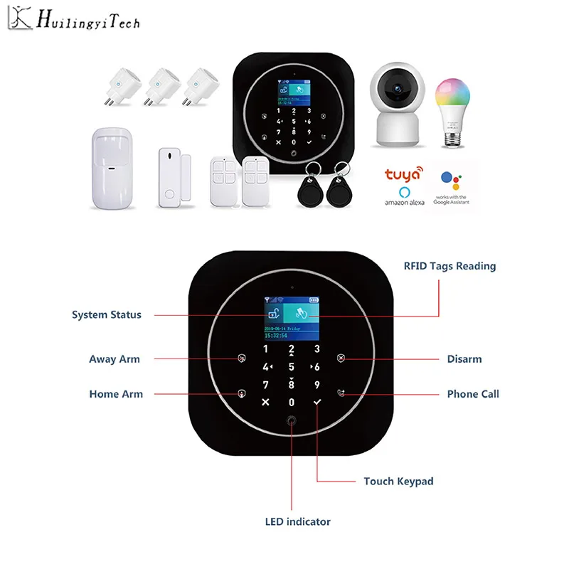 Tuya Wifi Gsm Home Security System 433MHz App Control LCD Touch Keyboard 11 Languages Wireless Alarm Kit Huilingyitech enlarge