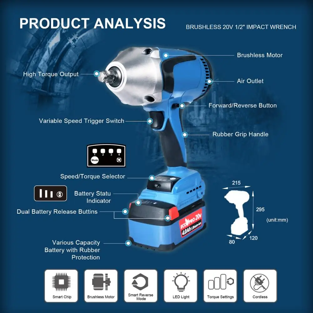 1000 нм высокий крутящий момент 4 скорости дизайн 20 в электрический ключ