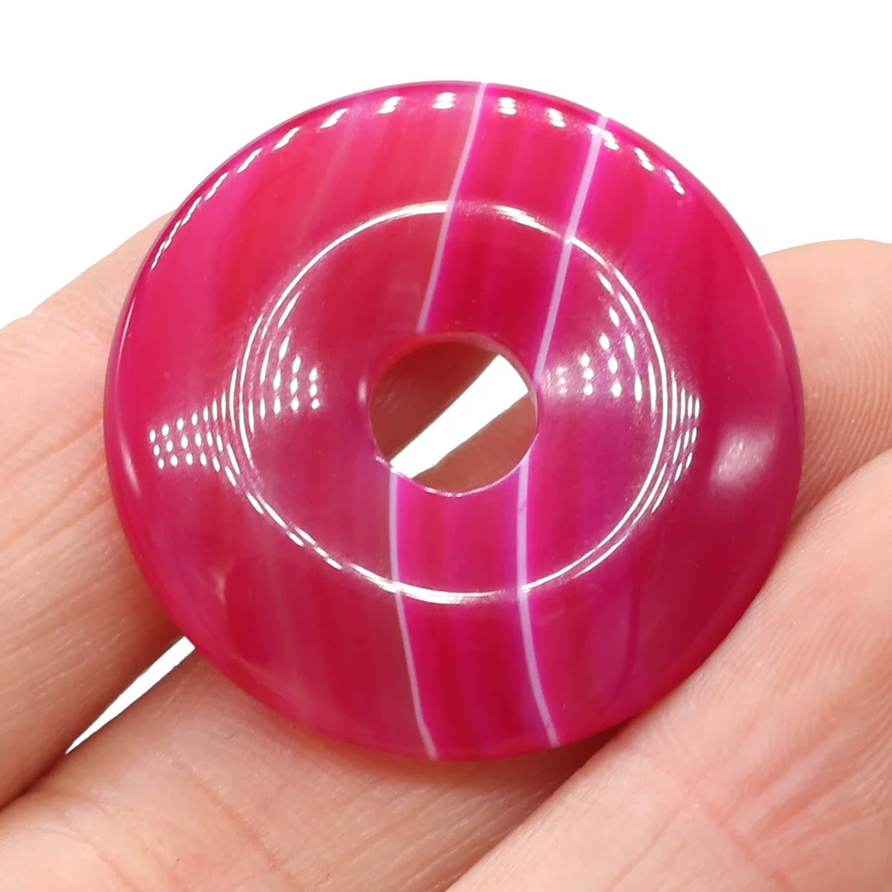 

1pcs Natural Stone Agates Green Rose Red Purple Brown Stripe Agates Pendant for DIY Necklace Jewelry Making 30x30mm Hole 7.5mm