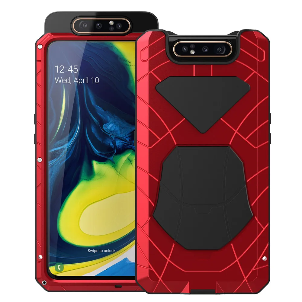 Для samsung Galaxy A80 твердый корпус для телефона Алюминиевый металлический корпус Закаленное стекло Защитная крышка для экрана сверхмощная Защитная крышка