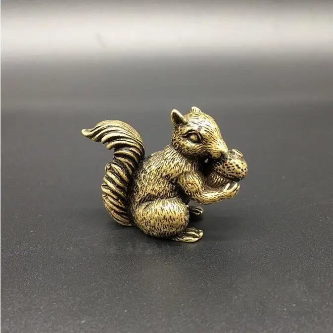 Медная Статуя китайская латунная резная статуя животных прекрасные белки едящие
