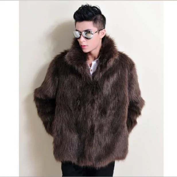 Повседневное пальто из искусственного меха с отложным воротником для мужчин 2020