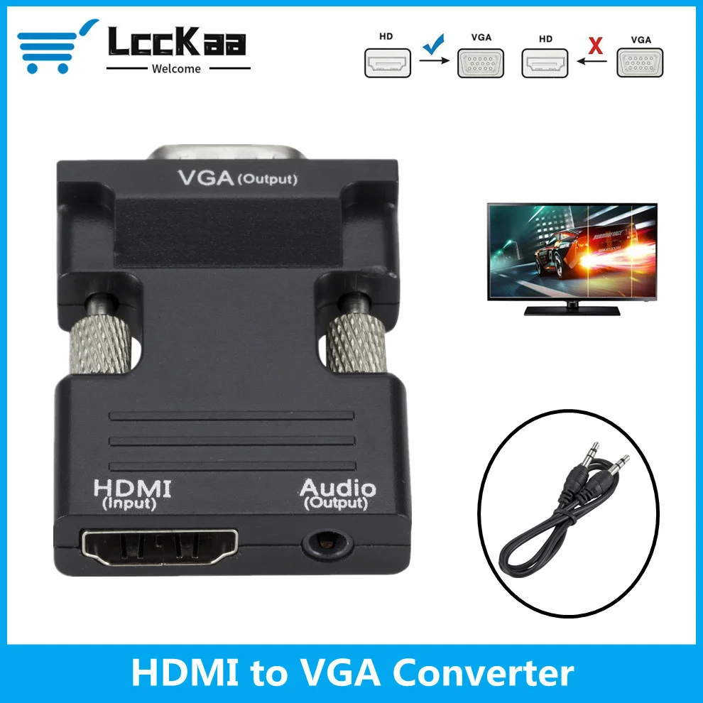 HDMI совместимый конвертер мама VGA папа 3 5 мм аудиокабель адаптер 1080P HD видеовыход