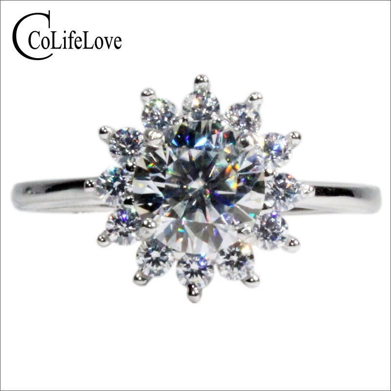 Ослепительное серебряное кольцо из моиссанита 1 2 карат круглое моиссанта