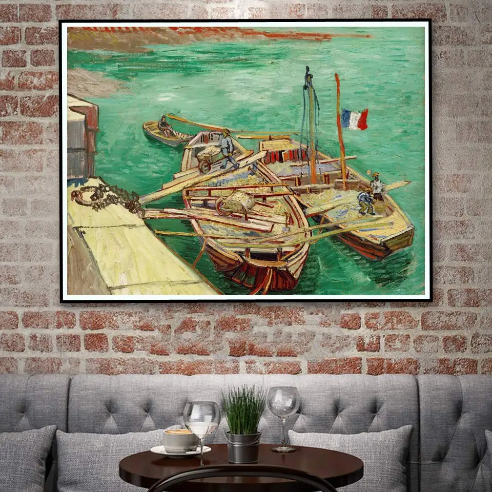 Рыбацкие лодки на пляже Винсент Ван Гог художественные работы винтажный постер