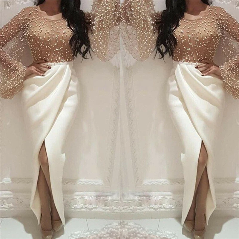 Элегантные женские платья с жемчужинами и бусинами Сетчатое платье туника