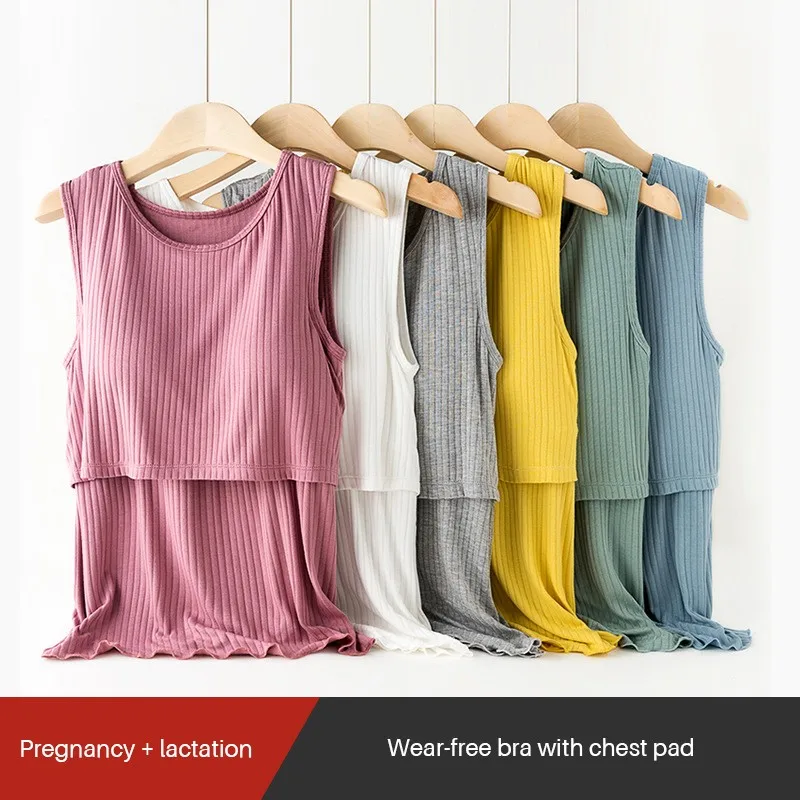 

Maternity Clothes Cotton Nursing Top Lactation Vest Breastfeeding Tank Sleeveless Camisole Women Underwear Breast Feeding Bra