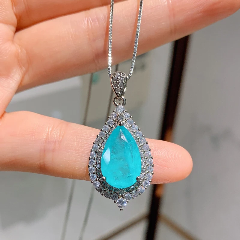 FFGems Paraiba Турмалин изумруд драгоценный камень капля воды серебро Золотой Цвет