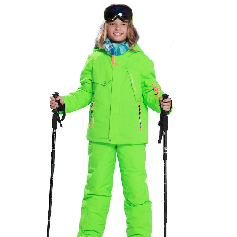 Зимний детский лыжный костюм для девочек ветрозащитная лыжная куртка + зимние